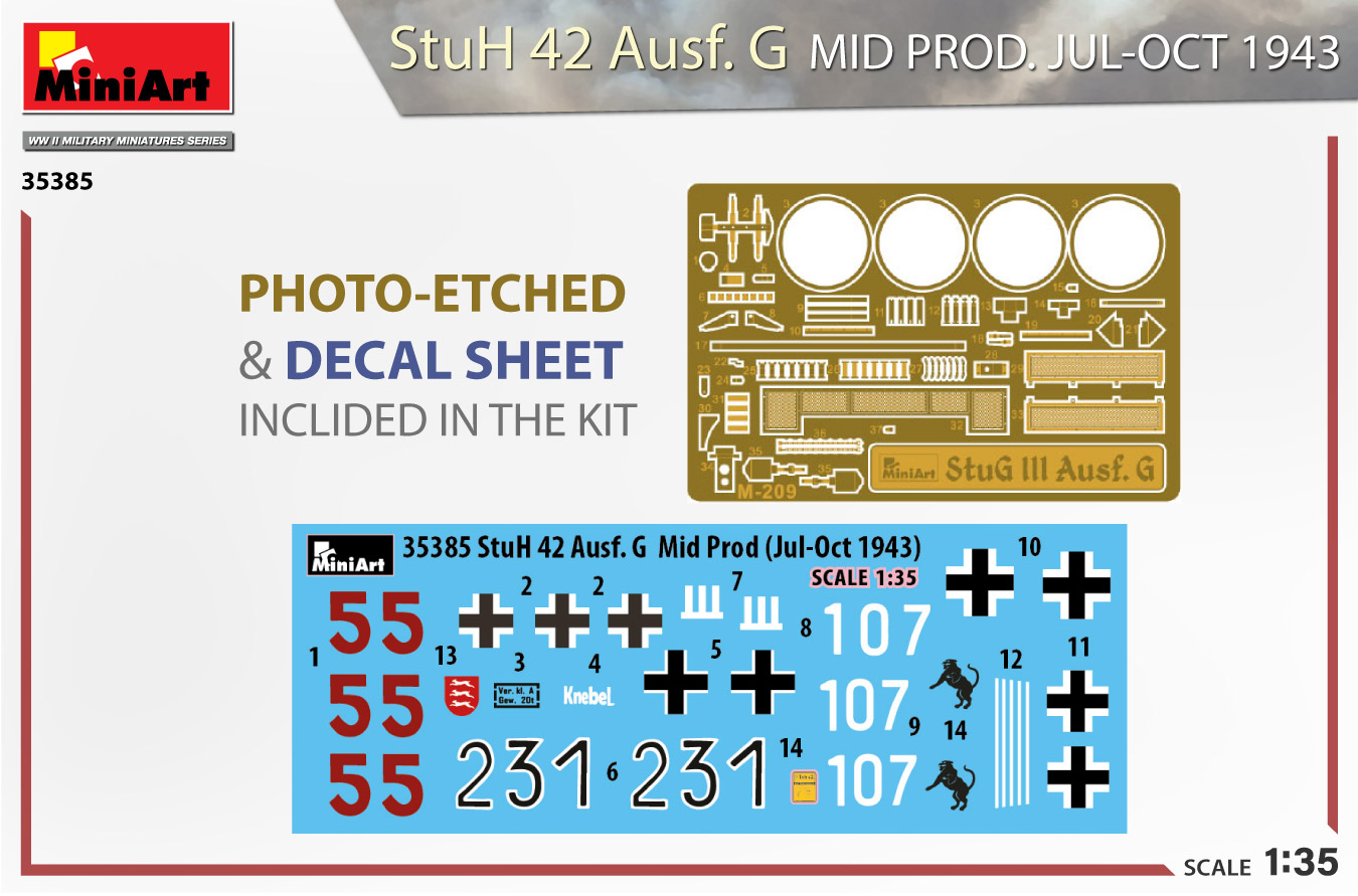 Miniart 1/35 StuH 42 Ausf.G Mid Prod (Jul-Oct 1943) # 35385