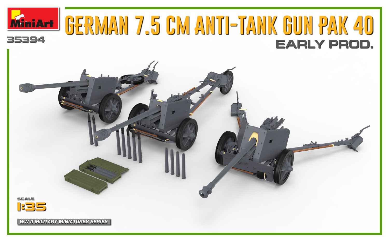 Miniart 1/35 German 7.5cm Anti-Tank Gun PaK 40 Early # 35394