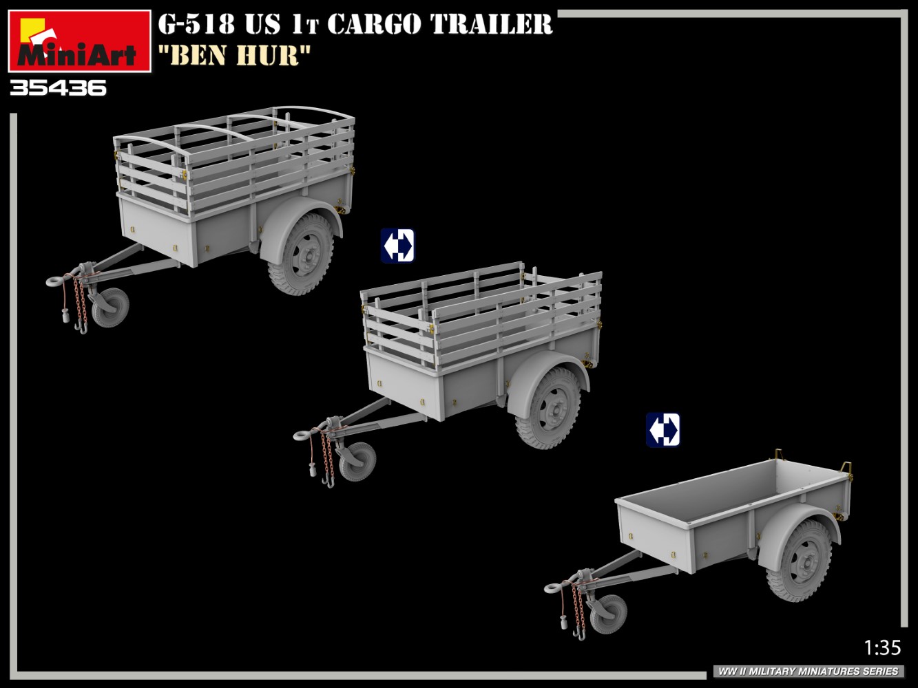 Miniart 1/35 G-518 US 1t Cargo Trailer "Ben Hur" # 35436