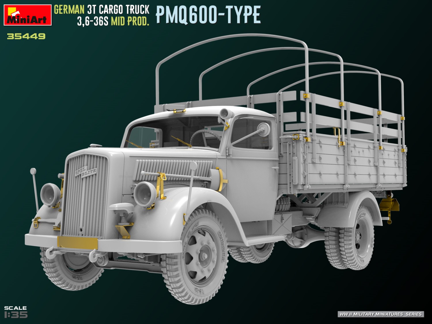 Miniart 1/35 German 3t Truck 3,6-36s Mid Prod PMQ600-Type # 35449