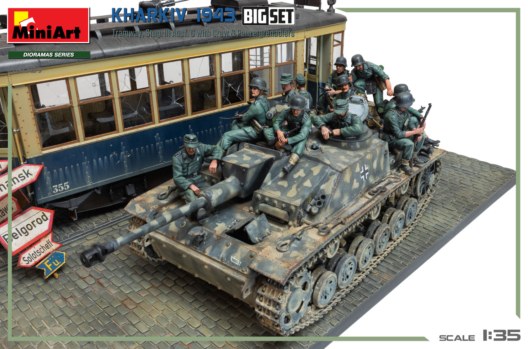 Miniart 1/35 Kharkiv 1943 - Tram & Stug III Ausf.G Big Set # 36067