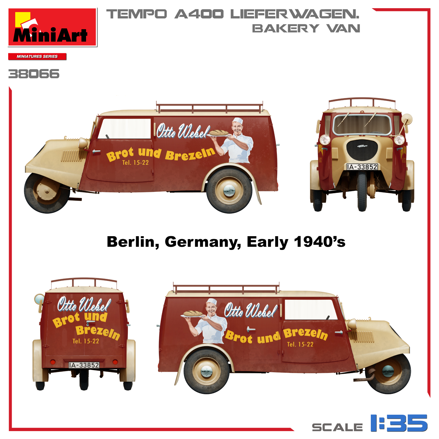 MiniArt 1/35 Tempo A400 Lieferwagen, Bakery Van # 38066