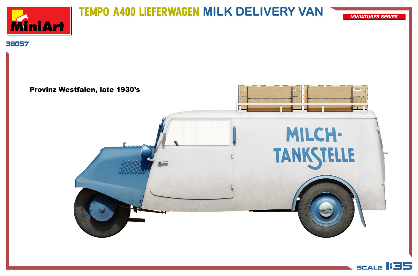 Miniart 1/35 Tempo A400 Lieferwagen Milk Delivery Van # 38057