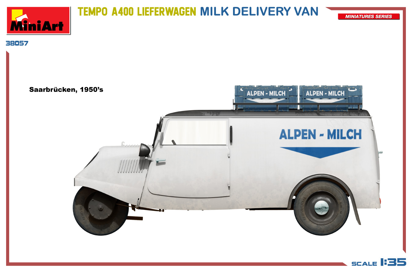 Miniart 1/35 Tempo A400 Lieferwagen Milk Delivery Van # 38057