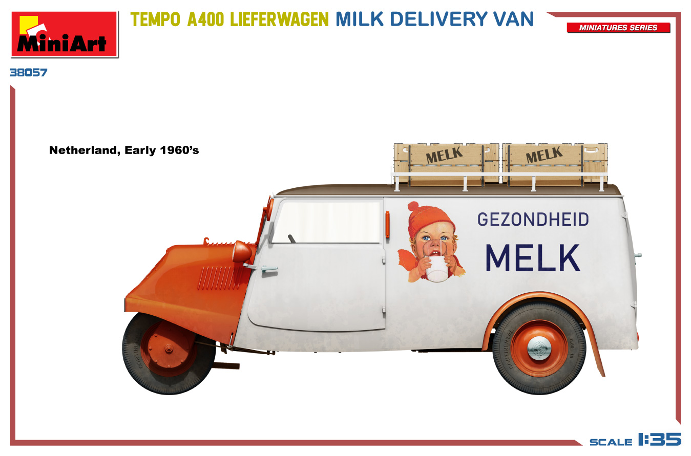 Miniart 1/35 Tempo A400 Lieferwagen Milk Delivery Van # 38057