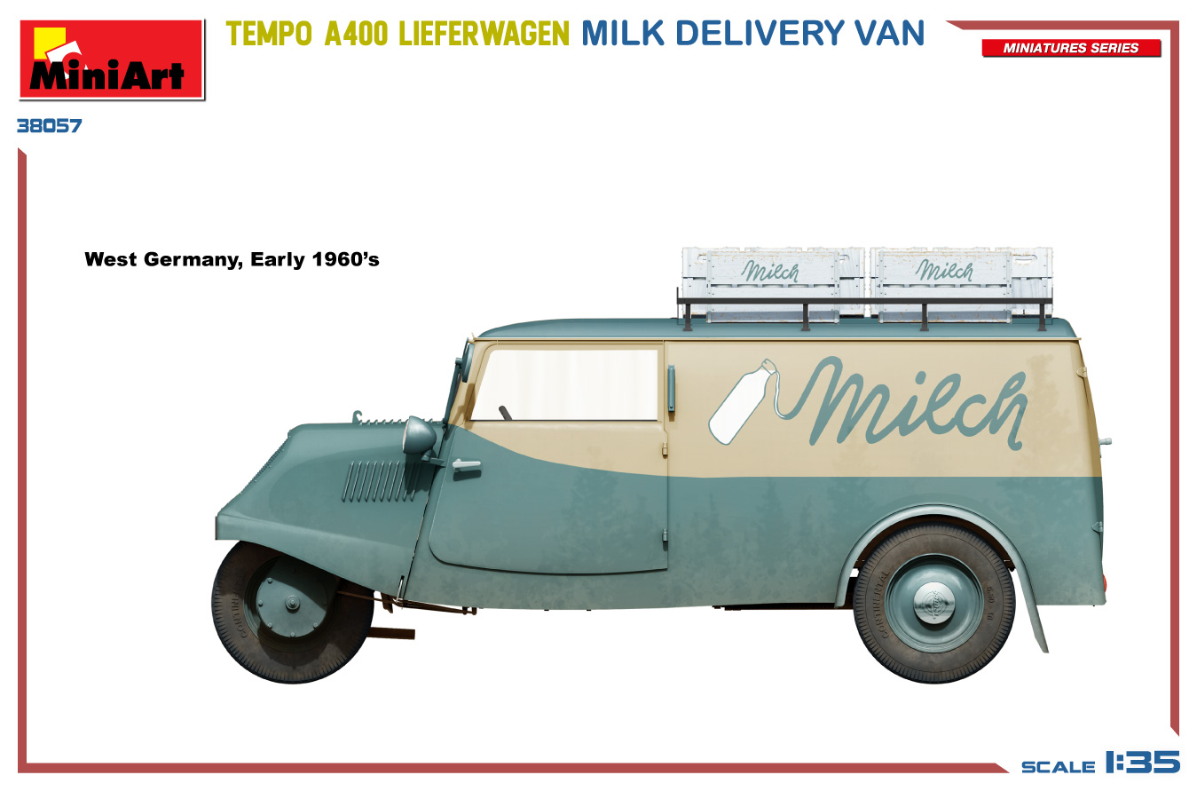 Miniart 1/35 Tempo A400 Lieferwagen Milk Delivery Van # 38057