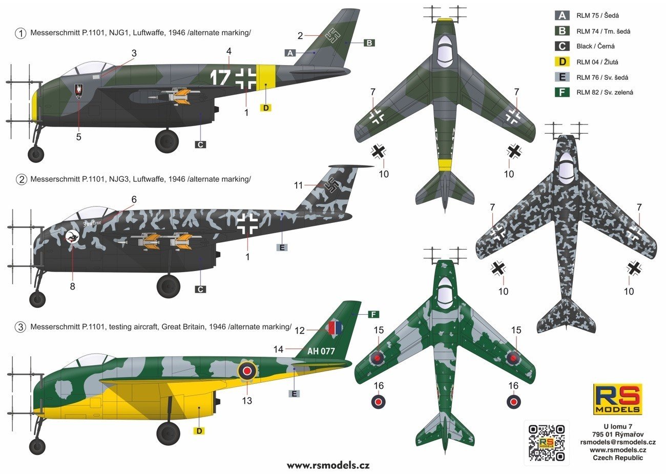 RS Models 1/48 Messerschmitt P.1101 Nightfighter # 48010