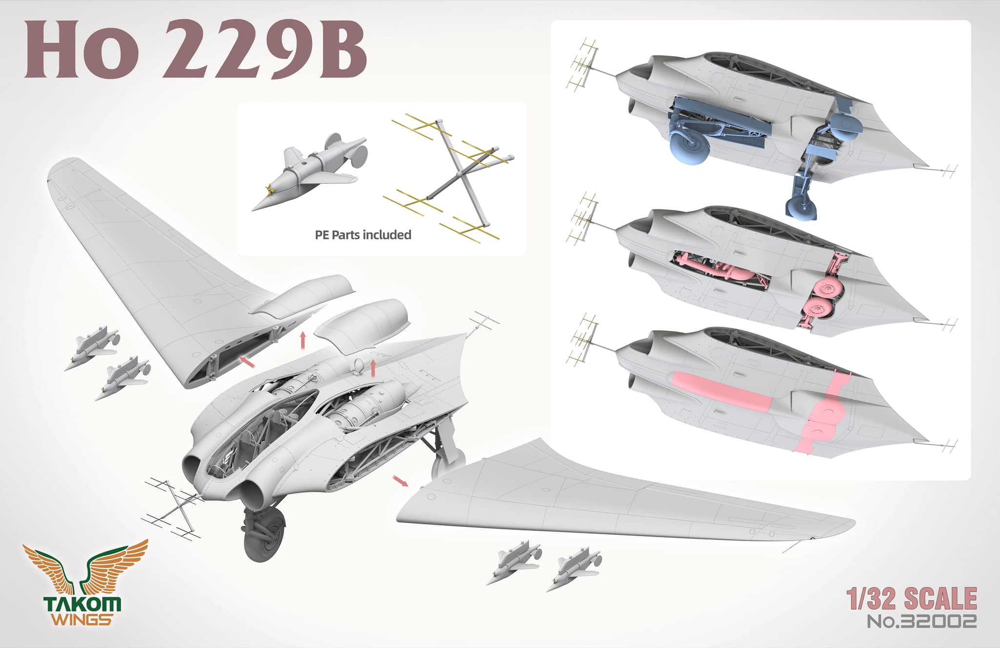 Takom 1/32 Horten Go-229B with 2 Seated Figures # 32002