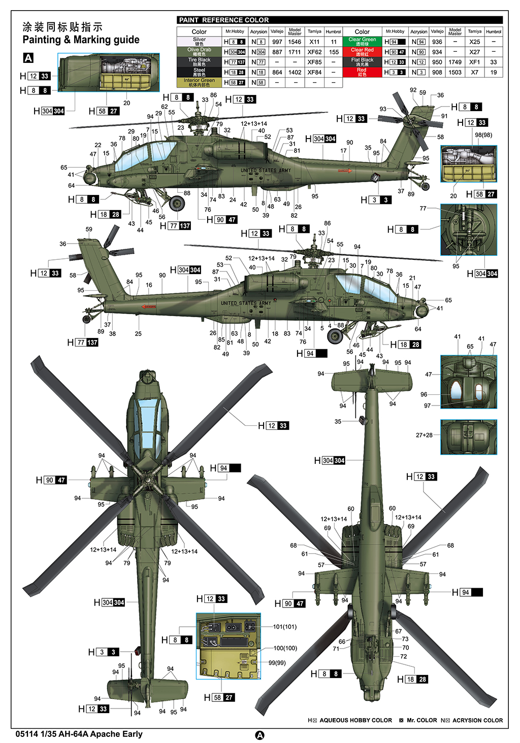 Trumpeter 1/35 Boeing/Hughes AH-64A Apache Early # 05114