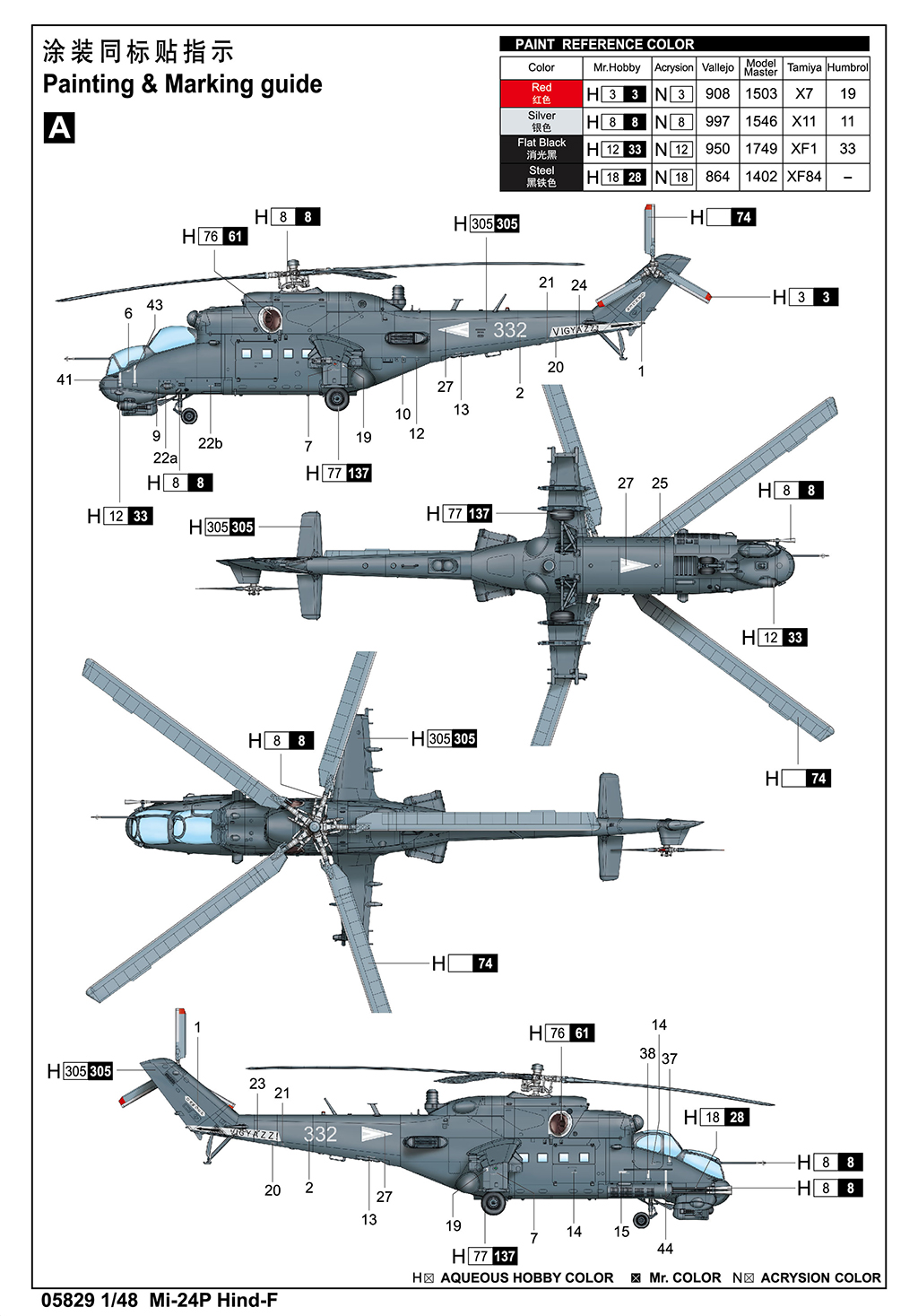 Trumpeter 1/48 Mil Mi-24P Hind F # 05829