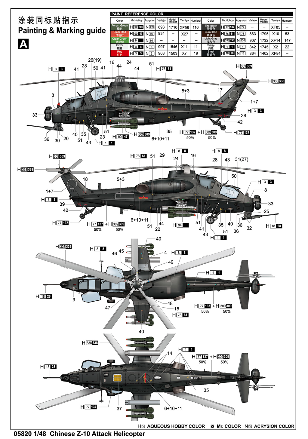 Trumpeter 1/48 Chinese Z-10 Attack Helicopter, c.2009 "present" # 05820