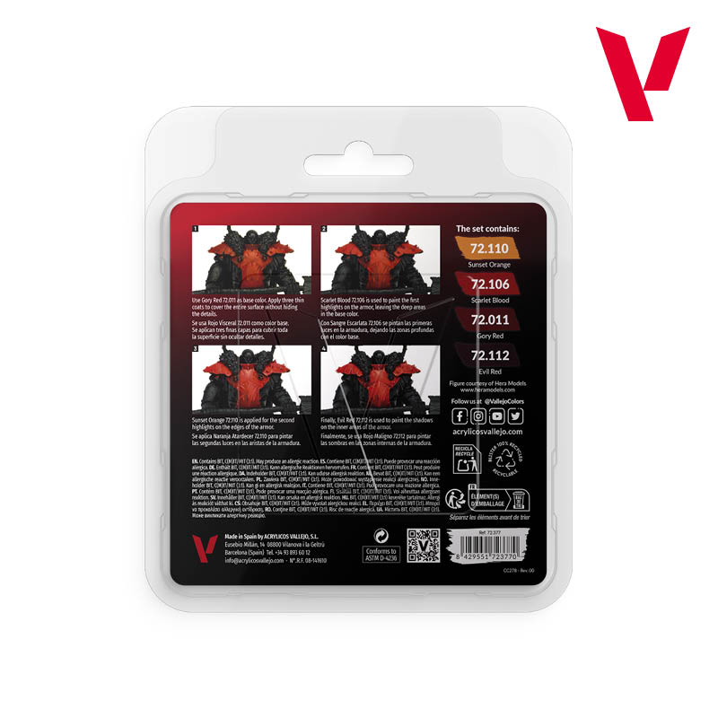 Vallejo Game Color Set Red Colours (x4) # 72377