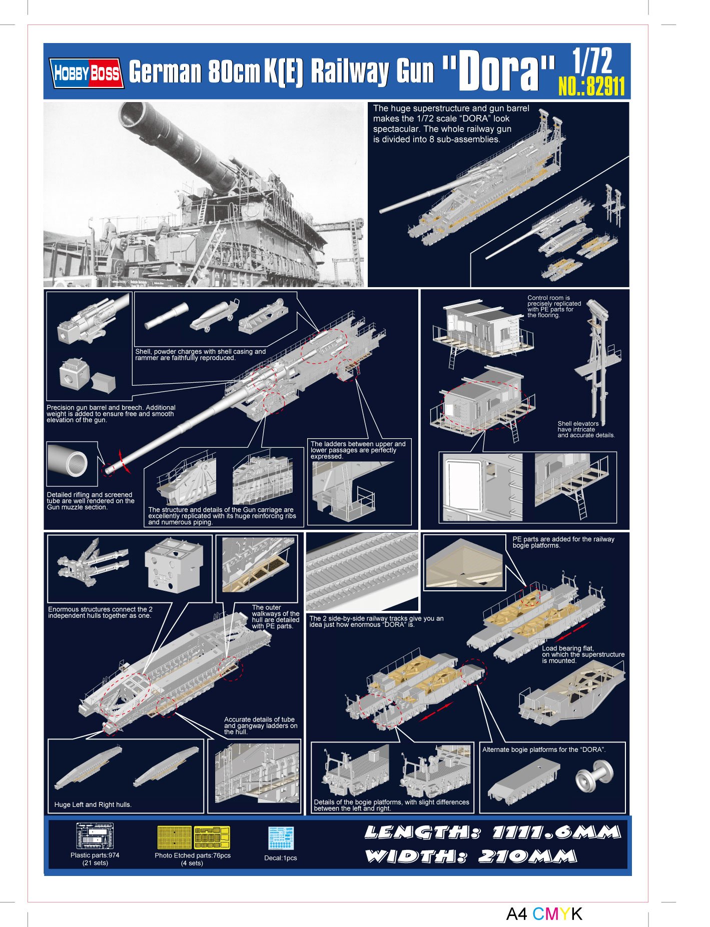 Hobbyboss 1:72 - German 80cm K(E) railway gun Dora