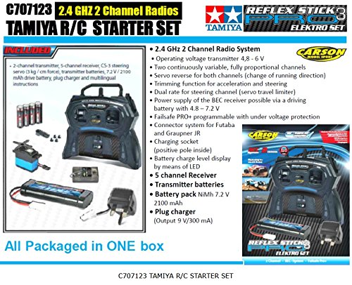 Tamiya Starter Set" with 2.4 Ghz Stick Radio, 7.2v Battery and Charger - All In One Box