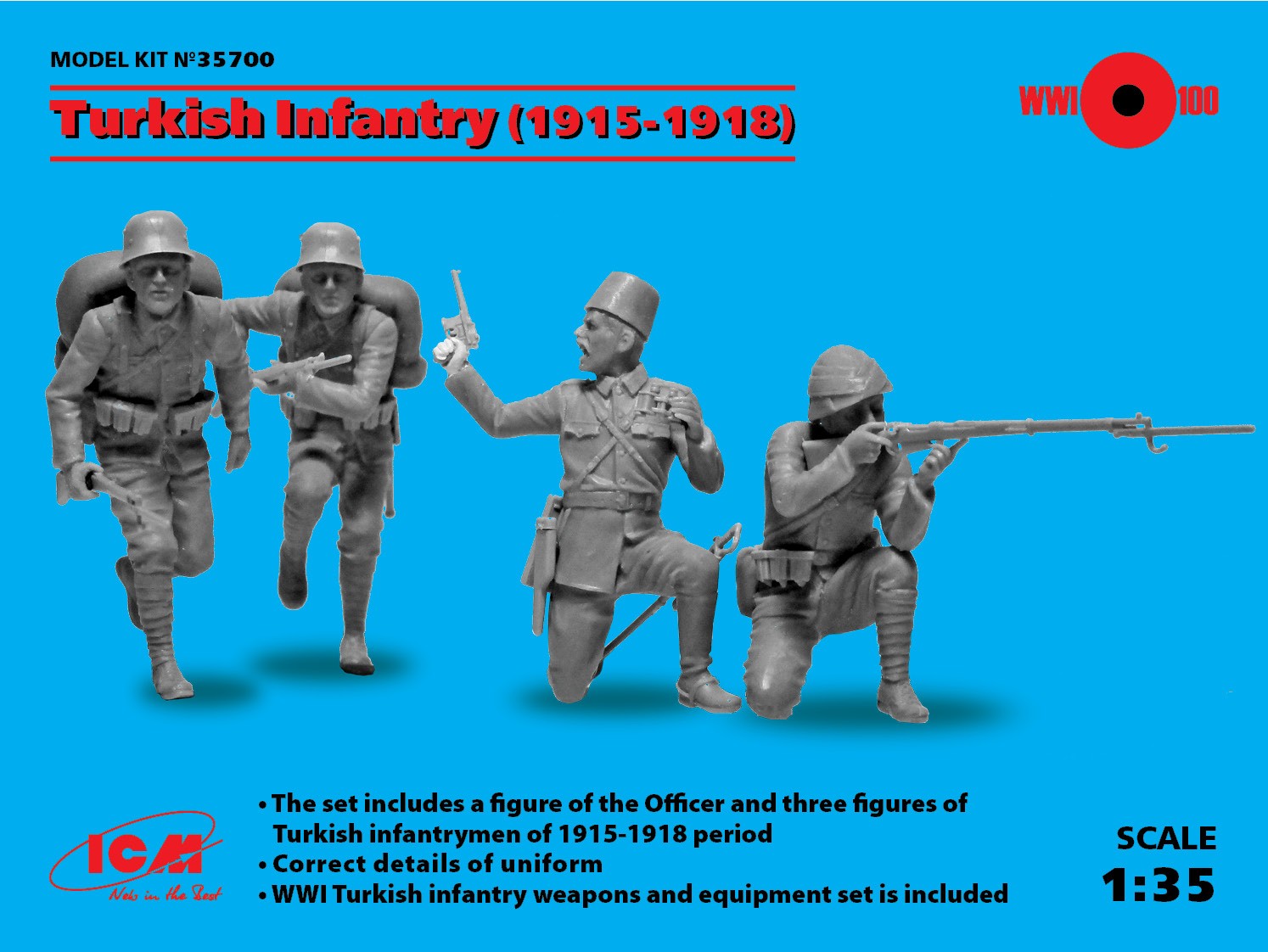 ICM 1/35 Turkish Infantry (1915-1918) (4 figures) (100% new molds) # 35700