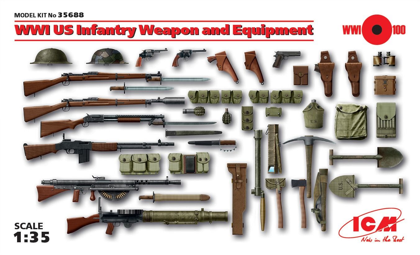 ICM 1/35 WWI US Infantry Weapon and Equipment # 35688